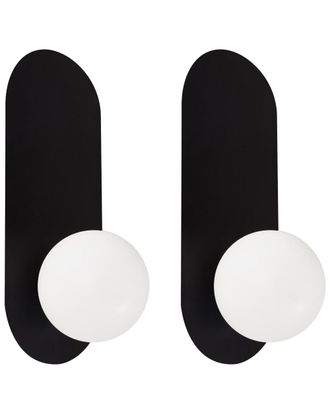 Beliani Conjunto de 2 l&aacute;mparas de pared Negro