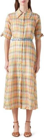 L.k. Bennett Saffron Midi Seersucker Shirtdress in Blue Multi at Nordstrom Rack, Size 6 Us / 10 Uk