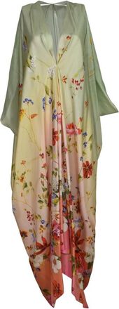 Roberto Cavalli Bloemrijke Kaftan met V-hals - Dames - Ponchos - Veelkleurig - ONE Size - Jassen