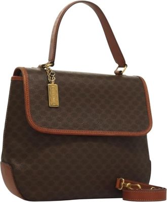 Celine Triomphe Vintage Handbag Macadam Canvas Brown Canvas Bag (Pre-Owned)