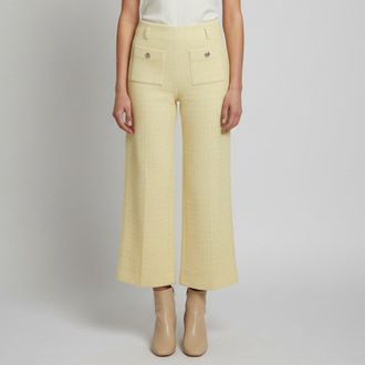 Maje Yellow Tweed Loose Fit Pants