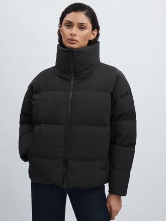 Scandinavian Edition Short Puffer Black Jacket, XL