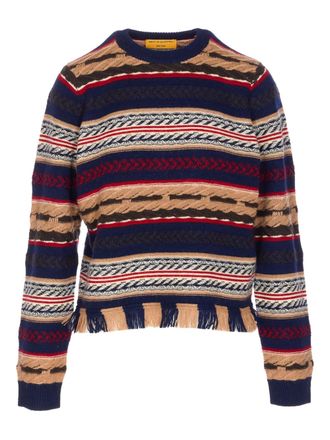 Guest In Residence striped fringed sweater - women - Fabric - M - Blue