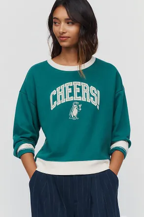Maeve Cheers! Cotton Blend Graphic Sweatshirt