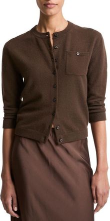 Vince Pocket Wool & Cashmere Blend Cardigan in Dark Bark at Nordstrom, Size Xx-Small