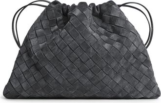 Bottega Veneta Medium Dustbag Intrecciato Suede Bag in 1035 Graphite-Gold at Nordstrom