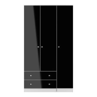 Lewis's Yarmouth Tall Triple 2 Drawer Wardrobe in Black & White Matt - Ready Assembled - Lewiss Home | TJ Hughes