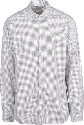 Mariano Napoli White/Brown Dot Print Cotton Shirt