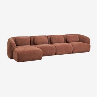 Sklum Sof&aacute; Modular Chaise Longue Izquierdo De 4 Piezas En Chenilla Coquette Sklum