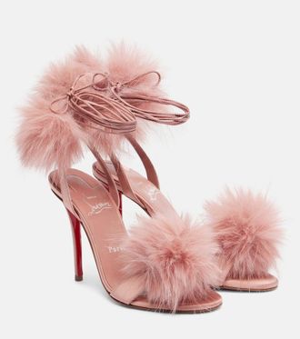 Christian Louboutin Patapompom 100 crepe satin sandals