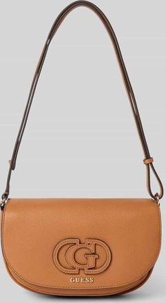 Guess Shoulder Bag in Leder-Optik mit Logo-Stitching Modell Calebra in Cognac, Größe 1