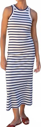 Emerson Fry Racerback Tank Maxi Dress In Navy Stripe