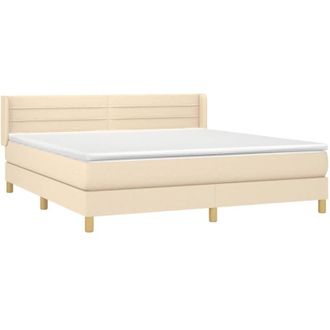 vidaXL Cama Box Spring Con Colch&oacute;n Tela Color Crema 160x200 Cm Vidaxl