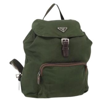Prada Pre-owned Backpacks, female, Green, Size: ONE SIZE Pre-owned Vintage Nylon Backpack