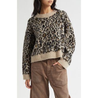 Nili Lotan Zamira Leopard Print Cashmere & Silk Sweater in Jute Leopard at Nordstrom, Size X-Large