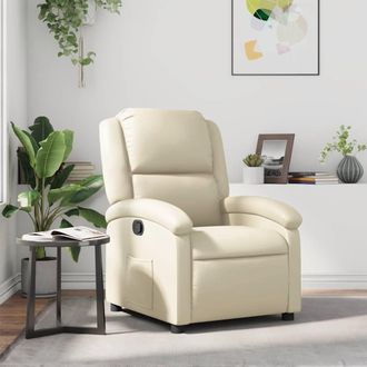 vidaXL Sill&oacute;n Reclinable De Cuero Sint&eacute;tico Crema Vidaxl