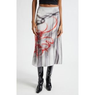 Diesel O-Rchid-S1 Satin Midi Skirt in Medium/White at Nordstrom, Size 2 Us