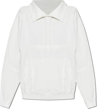 Maison Margiela Sweatshirt met opstaande kraag - Dames - Sweatshirts - Wit - M - Katoen - Hoodies & sweatvesten