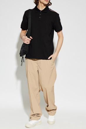 Moncler Polo With Logo Patch, Mens, Black