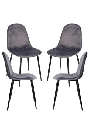 Regalos Miguel Regalos Miguel - Packs Sillas Comedor - Pack 4 Sillas Teok Black Terciopelo - Gris Oscuro