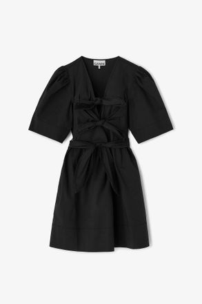 Ganni Black Cotton Mini Dress - Size 10/12 Organic