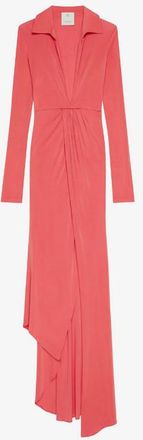 Givenchy Long Sleeve Draped Dress Coral, Brand Size 42 (US Size 8)