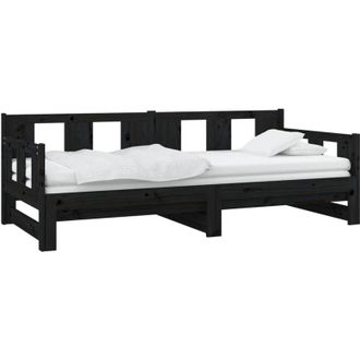 vidaXL Pull-out Day Bed without Mattress Black 2x(80x200) cm Vidaxl
