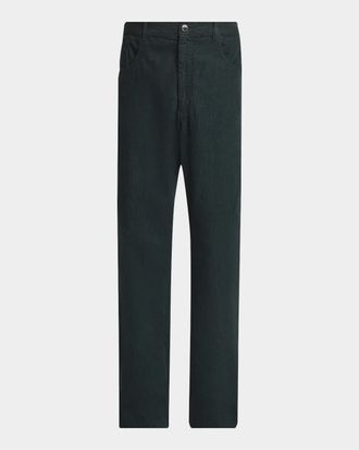 Dries Van Noten Men & apos;s Petrol Garment-Dyed Corduroy Five-Pocket Pants