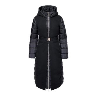 Liu Jo Parkas, female, Black, XS, Long Insulated Black Coat Hybrid Design