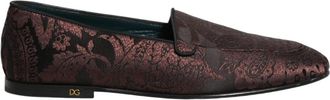 Dolce & Gabbana Jacquard Leather Slip On Loafers - Heren - Loafers - Bruin - 44 EU - Leer - Schoenen