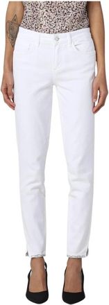 Liu Jo Chique witte jeans met versierde zomen - Dames - Slim Fit Jeans - Wit - W26 - Katoen - Jeans
