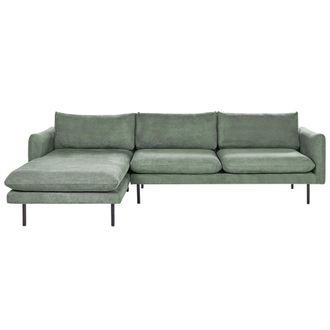 Beliani Beliani - Sof&aacute; Esquinero Moderno 4 Plazas Asiento Acolchado Patas Metal Negro Tela Verde Vinterbro