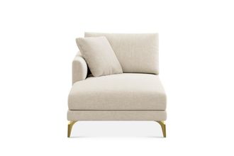 Castlery Lena Left Chaise Sofa Customized, (Performance Linen Weave) Cream (Brass Legs), Spill Resistant, Removable Covers for Sofas, Castlery