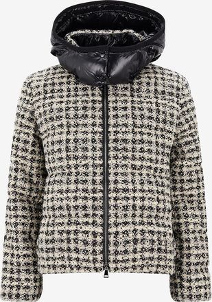 Moncler Kurze Steppjacke aus Tweed mit Stehkragen Andronne