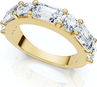 Pompeii3 2.30Ct Emerald & Round Diamond Wedding Anniversary Ring 14k Lab Grown