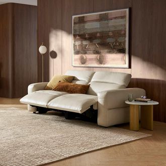 Castlery Modular Leather Slim Arm Dual Recliner Sofa - White | Jaron by Castlery