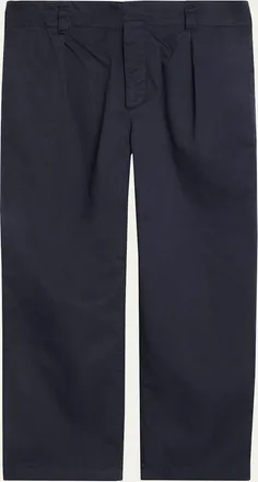 Officine G&eacute;n&eacute;rale Mens Cotton Twill Wide-Leg Pleated Trousers
