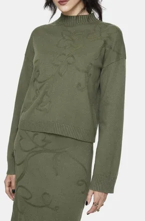 Disturbia Elixir Branch Detail Knit Sweater in Green at Nordstrom, Size X-Large