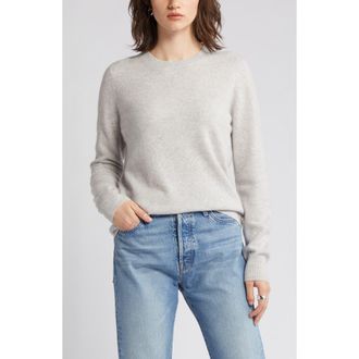 Nordstrom Cashmere Crewneck Sweater in Grey Light Heather at Nordstrom Rack, Size Small