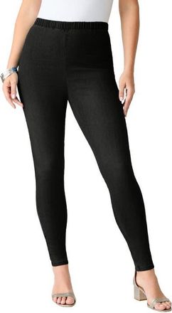 Roaman's Plus Size Comfort Stretch Slim Leg Jean in Black Denim at Nordstrom, Size 14