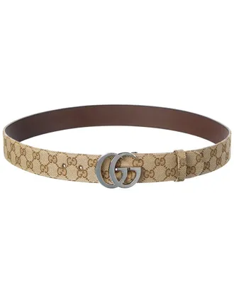 Gucci Gg Marmont Gg Supreme Canvas & Leather Belt