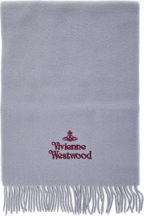 Vivienne Westwood Accessoires, unisex, Grijs, ONE Size, Wol, Geborduurde wollen sjaal