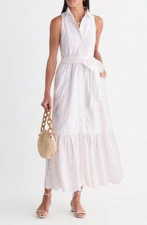Vineyard Vines Vanessa Eyelet Shirtdress in White Cap at Nordstrom, Size 6