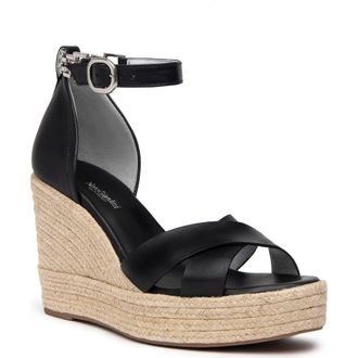 Nero Giardini Ankle Strap Espadrille Wedge Sandal in Black at Nordstrom Rack, Size 6Us / 36Eu