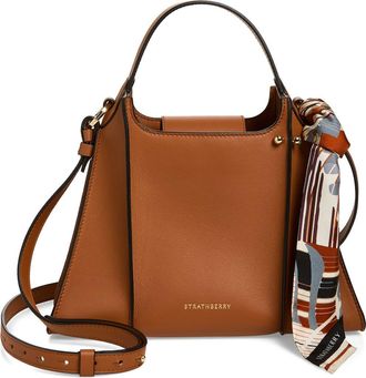 Strathberry Arkshell Leather Top Handle Bag in Chestnut at Nordstrom