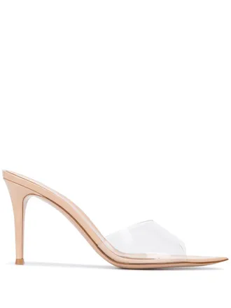 Gianvito Rossi Elle 85 pointed-toe sandals - women - Calf Leather/Leather/Leather/PVC - 38.5 - Neutrals