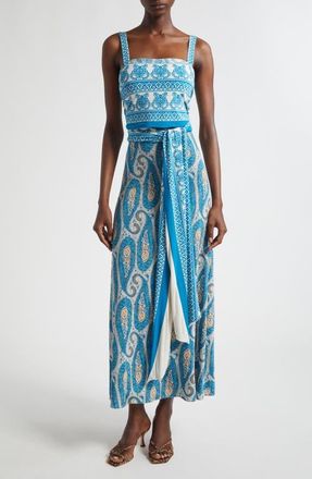 Etro Paisley Stretch Jersey Wrap Sundress in Print On White Base at Nordstrom, Size 10 Us