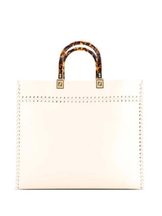 Fendi Sunshine Shopper Whipstitch Leather Medium tote bag - women - Calf Leather - One Size - Neutrals