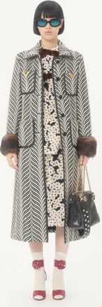 Valentino Cappotto In Panno Motivo Fauve Eclat Animalier Donna BURRO/NERO 36