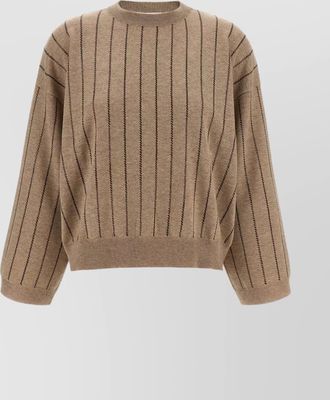 Brunello Cucinelli sequin striped crew neck cashmere sweater